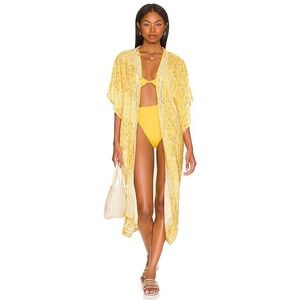 REVOLVE Yellow Floral Lace Swim Coverup Kimono